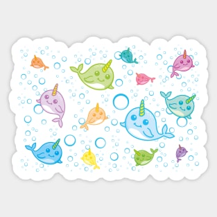 Colourful Narwhal (Sea Unicorn) Pattern Sticker